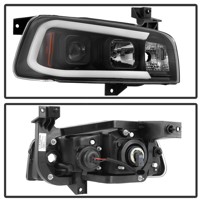 SPYDER 5085245 Spyder Dodge Charger 06-10 Projector Headlights - LED Light Bar - Black PRO-YD-DCH05V2-LB-BK