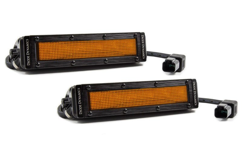 Diode Dynamics DD6040P 6 In LED Light Bar - Amber Flood Stealth (Pair)