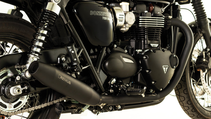 Remus 7702 918018R 2018 Triumph Bonneville T 120 Bonneville (Euro 4) Tapered Black Slip On - Right Side