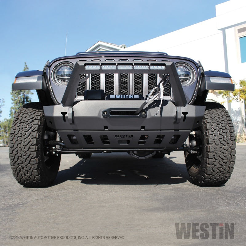 Westin 59-80095 18-19 Jeep Wrangler JL Front Bumper Skid Plate - Textured Black