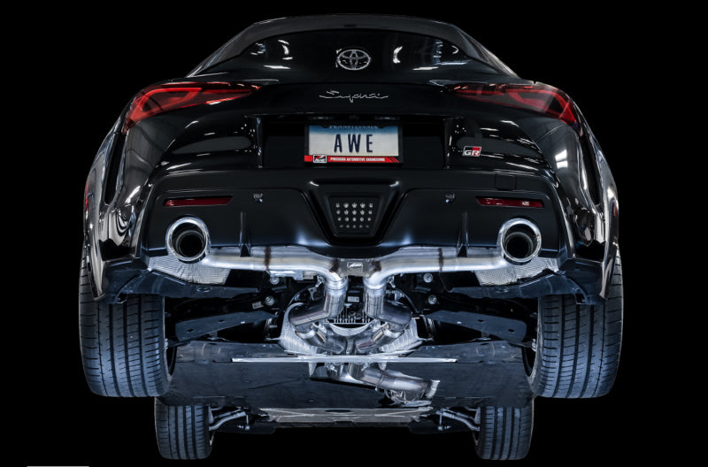 AWE Tuning 3015-32116 2020 Toyota Supra A90 Track Edition Exhaust - 5in Chrome Silver Tips
