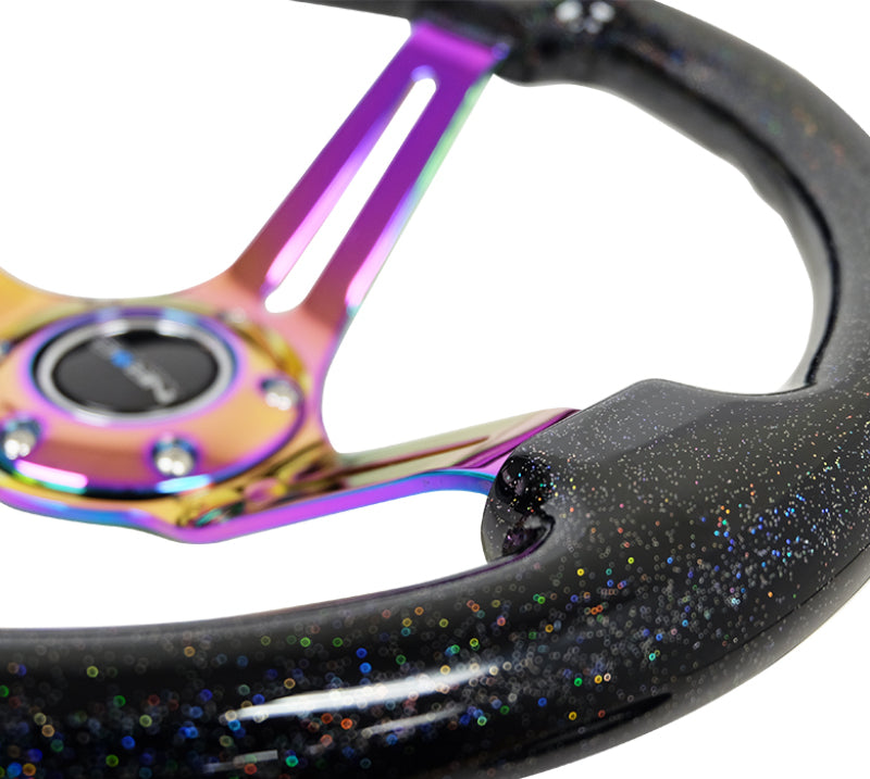NRG RST-018BSB-MC Reinforced Steering Wheel (350mm / 3in. Deep) Blk Multi Color Flake w/ Neochrome Center Mark