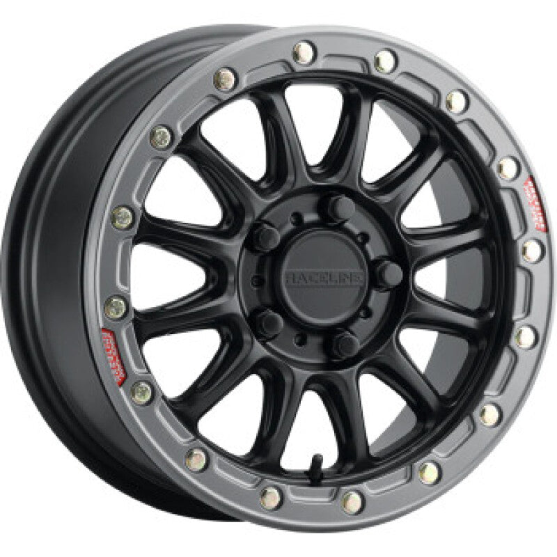 Raceline A14BG-51060+25 A14BG Alpha 15x10in/6x139.7 BP/25mm Offset/78.1mm Bore- Blk & Gunmetal Ring Beadlock Wheel