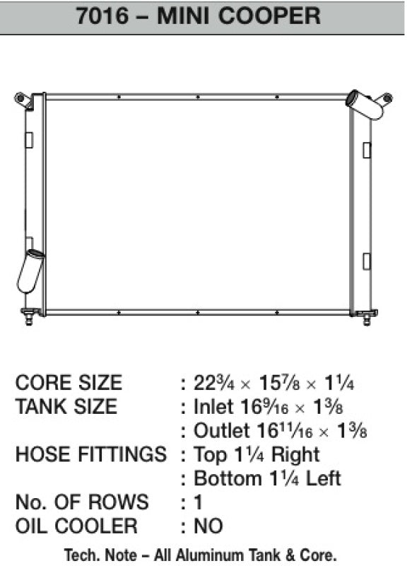 CSF 7016 02-06 Mini Cooper S R53 Manual Radiator