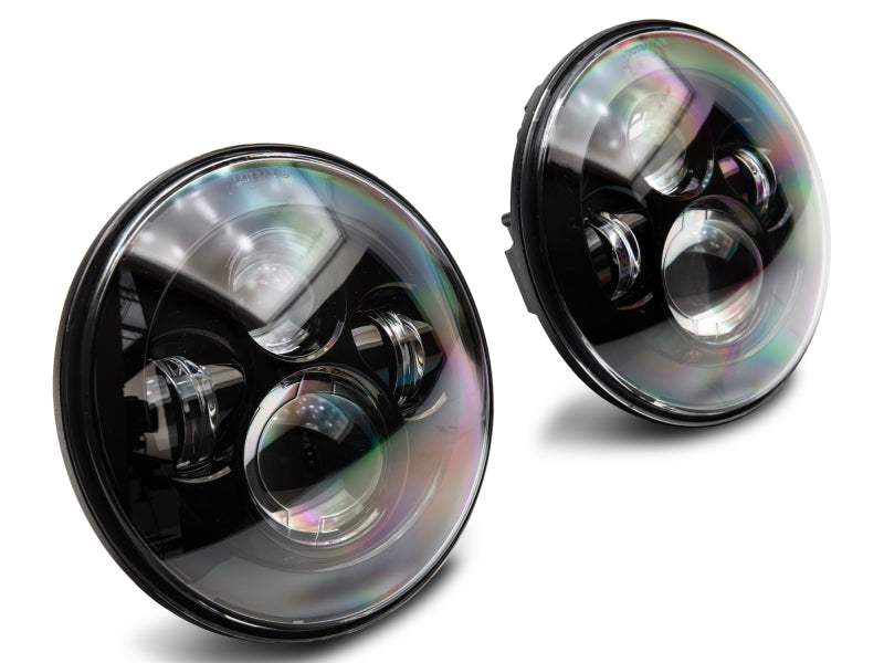 Raxiom J108042 97-18 Jeep Wrangler TJ/JK Axial Series LED Daymaker Headlights- Black Housing (Clear Lens)