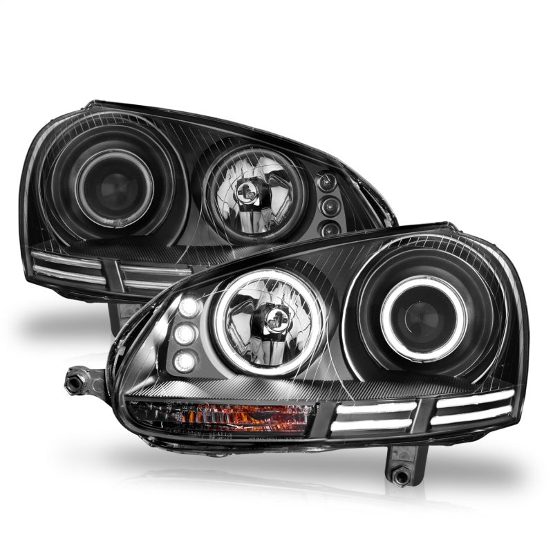 ANZO 121345 2006-2009 Volkswagen Rabbit Projector Headlights w/ Halo Black (CCFL)