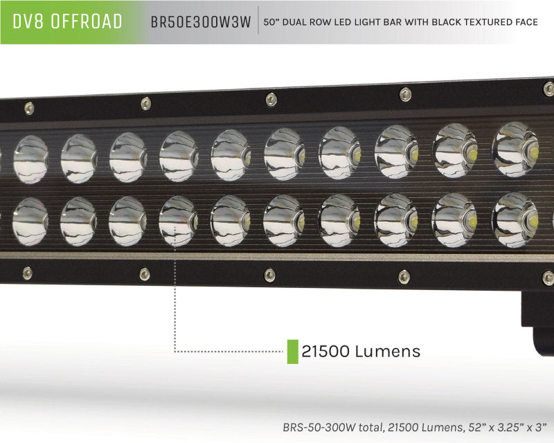 DV8 Offroad BR50E300W3W BRS Pro Series 50in Light Bar 300W Flood/Spot 3W LED - Black