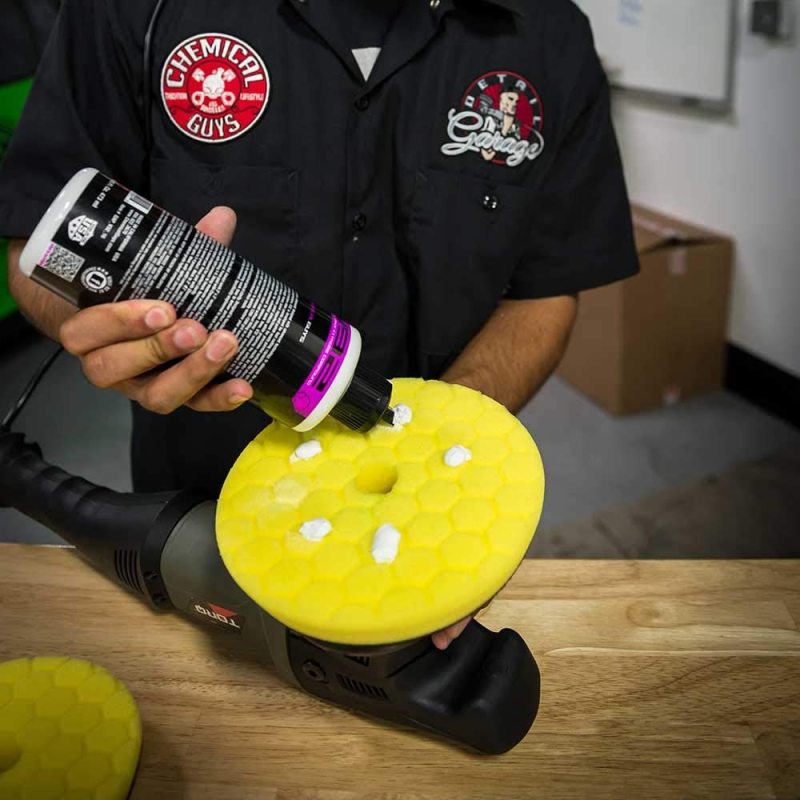 Chemical Guys BUFX111HEX5 Hex-Logic Quantum Heavy Cutting Pad - Yellow - 5.5in