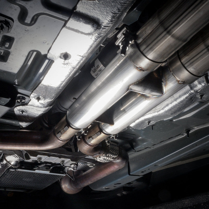 Stainless Works M18CBHFCV 2018+ Ford Mustang GT 3in Redline Series Catback H-Pipe w/Active Valves & Quad Tips
