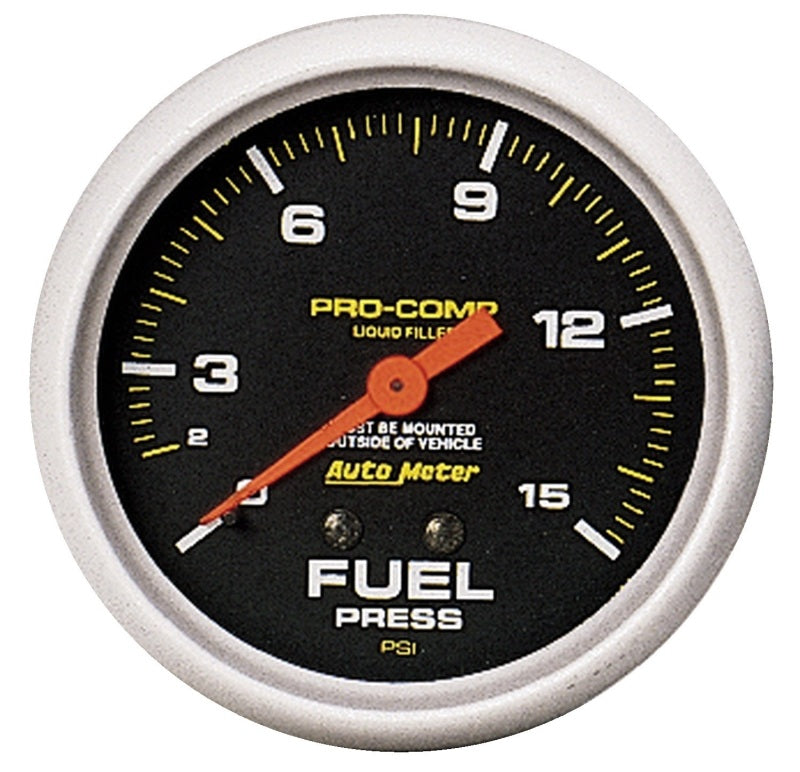 AutoMeter 5411 Autometer Liquid Filled Mechanical 66.7mm 0-15 PSI Fuel Pressure Gauge