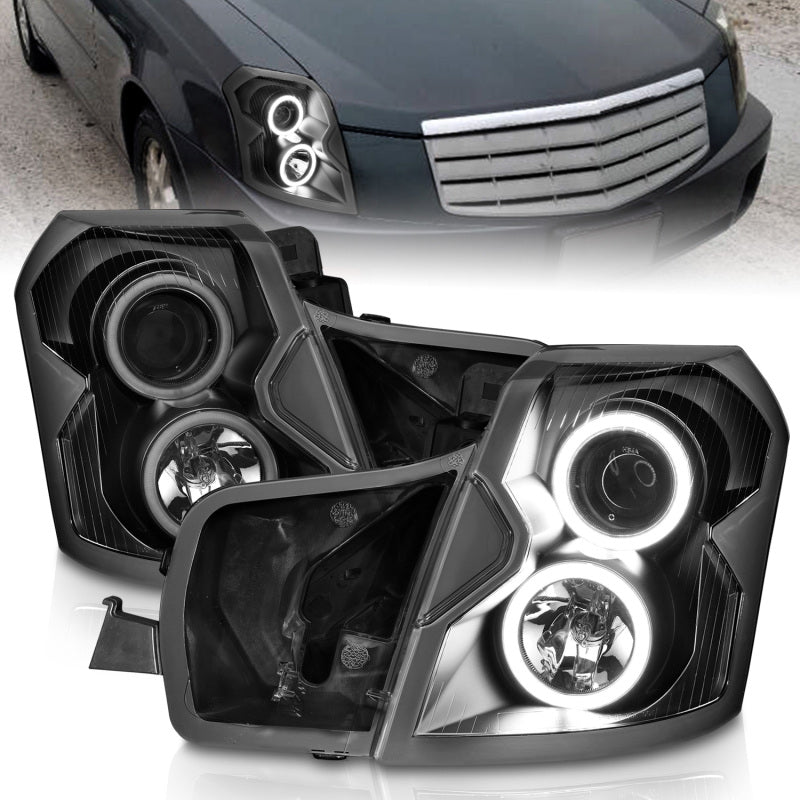 ANZO 121417 2003-2007 Cadillac CTS Projector Headlights w/ Halo Black (CCFL)