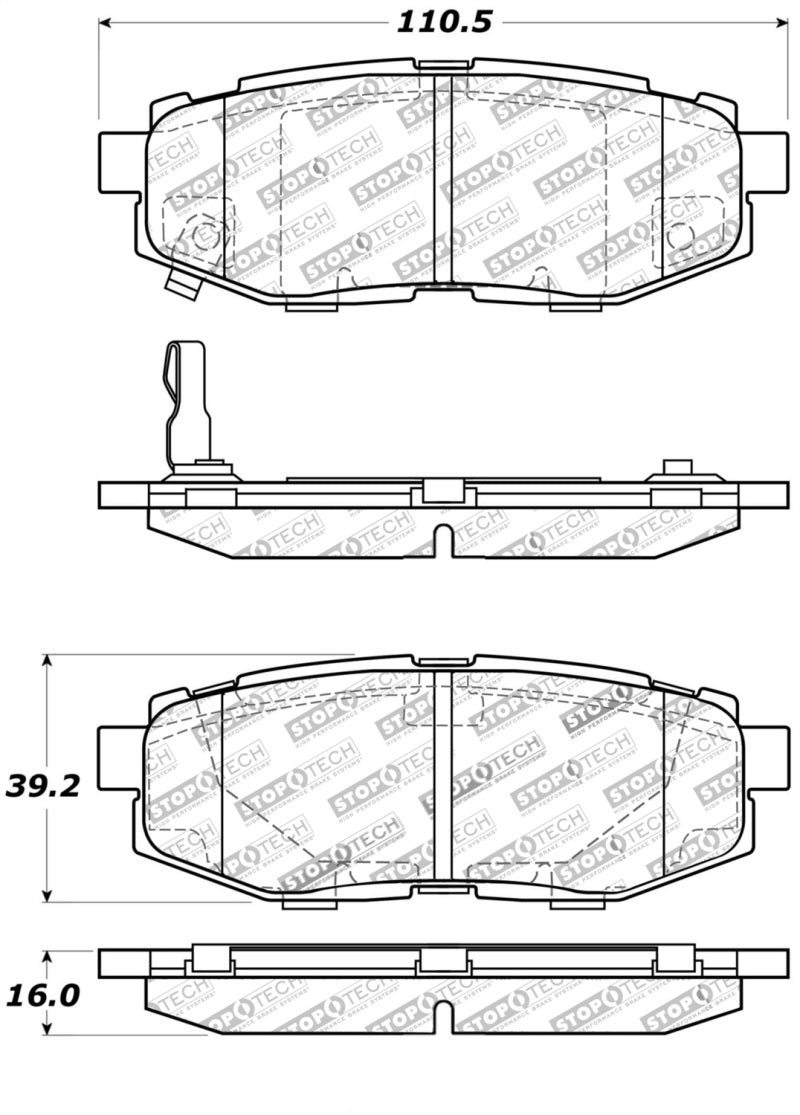 Stoptech 309.11240 StopTech Performance 06-10 Subaru Legacy Sedan/Outback/13 BRZ / 13 Scion FR-S Rear Brake Pads