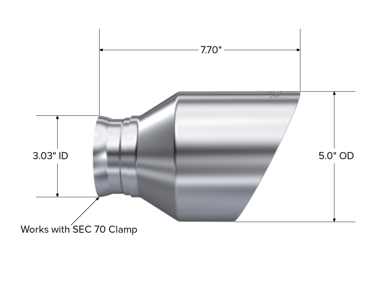 MBRP T5197 15-23 Dodge Charger 5.7L/6.2L/6.4L T304 3in ID / 5in OD Out / 8in Length Angle Cut SS Tip