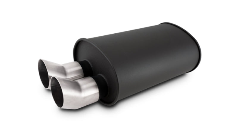 Vibrant 12336 Streetpower Flat Blk Muffler 9.5x6.75x15in Body Inlet ID 3in Tip OD 3in w/Dual DTM Tips