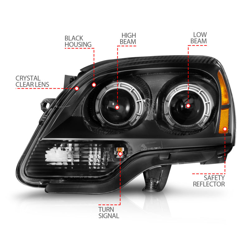 ANZO 111523 Anzo 99-17 GMC Sierra/Denali Headlights Chrome Amber (w/C Light Bars)