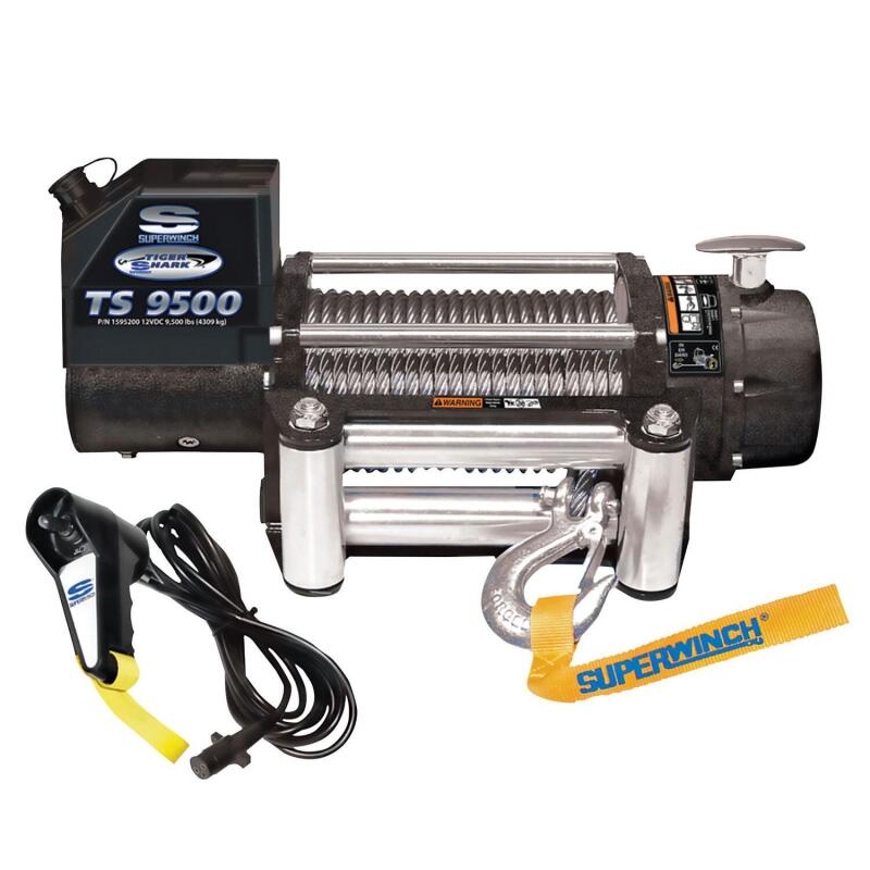 Superwinch 1595200 9500 LBS 12V DC 11/32in x 95ft Steel Rope Tiger Shark 9500 Winch