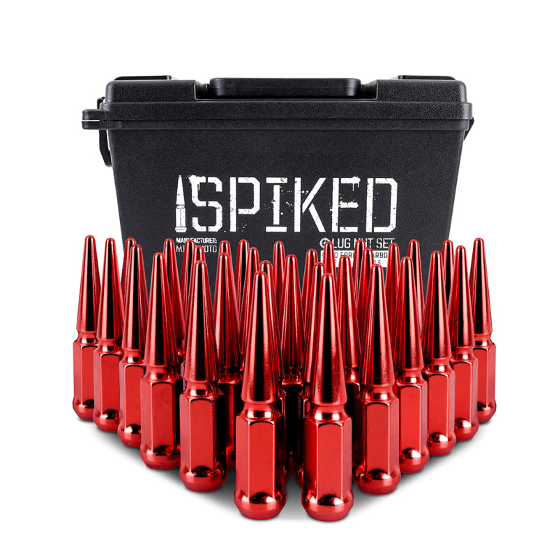 Mishimoto MMLG-SP1415-32RD Steel Spiked Lug Nuts M14 x 1.5 32pc Set Red