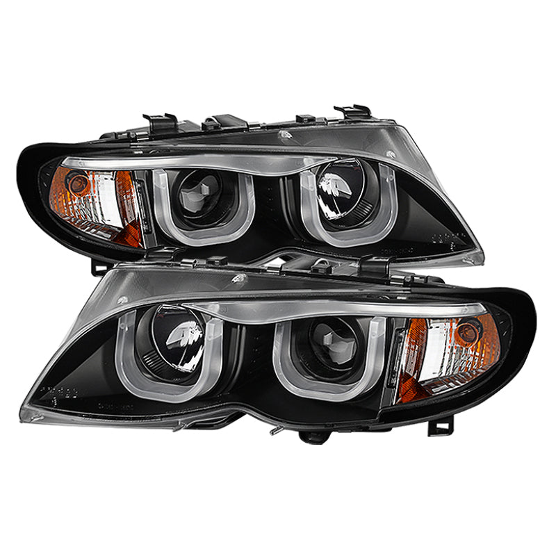 SPYDER 5031877 Spyder BMW E46 3-Series 02-05 4DR Projector Headlights 1PC 3D Halo Blk PRO-YD-BMWE4602-4D-3DDRL-BK