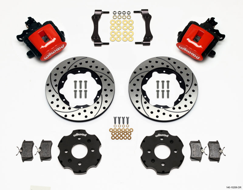 Wilwood 140-10206-DR Combination Parking Brake Rear Kit 11.00in Drilled Red Civic / Integra Disc 2.39 Hub Offset