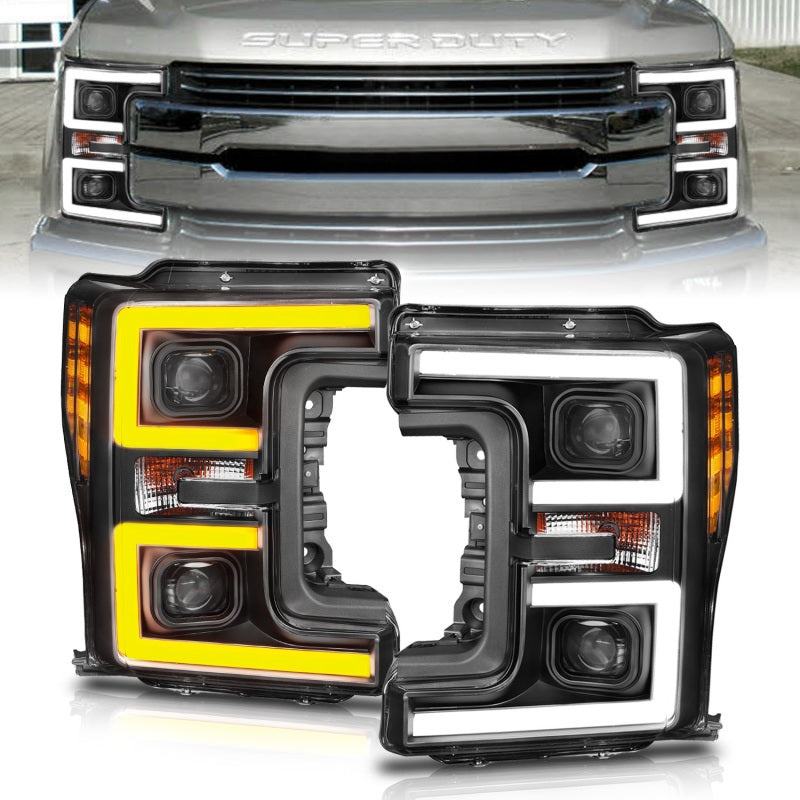 ANZO 111388 LED Headlights 17-18 Ford F-250 Super Duty Plank-Style L.E.D. Headlight Black (Pair)