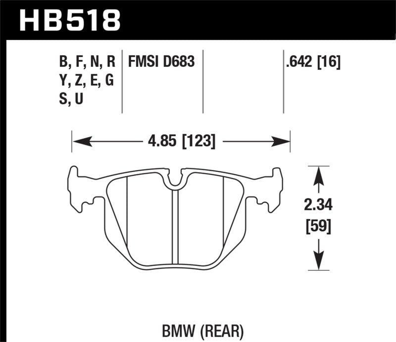 Hawk Performance HB518F.642 Hawk 01-06 BMW 330 / 97-01 740I / 96-01 750IL / 03-06 BMW M3 / 00-03 M5 / 00-06 X5 / 06-08 Z4 / 03-0
