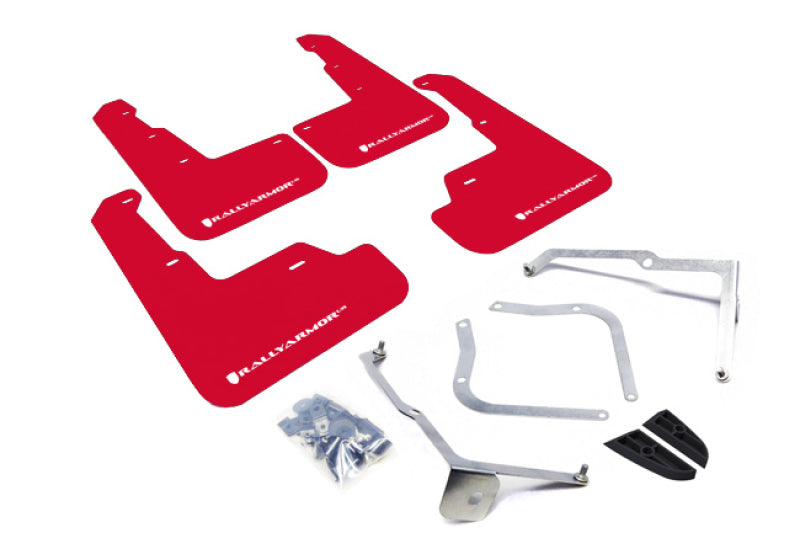 Rally Armor MF32-UR-RD/WH 15-21 Subaru WRX/STI (Sedan ONLY) Red UR Mud Flap w/ White Logo