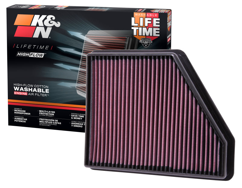 K&N Engineering 33-2434 K&N 10 Chevy Camaro 3.6/6.2L Drop In Air Filter