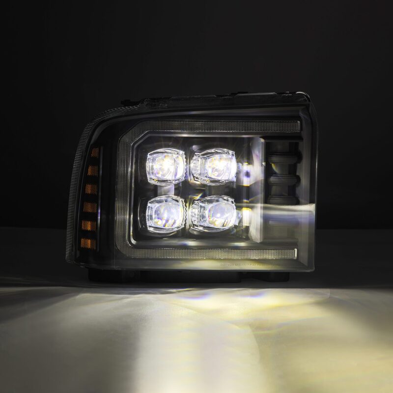 AlphaRex 880319 05-07 Ford F250/350/450/550 Super Duty NOVA LED Proj HL Blk w/Actv Light & Seq Sig + SB DRL