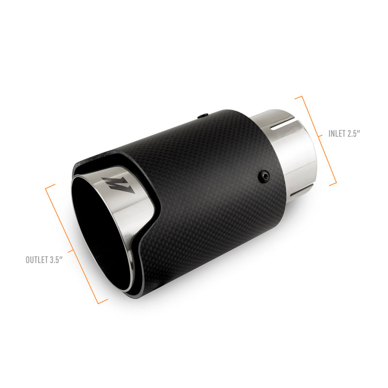 Mishimoto MMEXH-TIP-CFM25P Carbon Fiber Muffler Tip 2.5in Inlet 3.5in Outlet M Polished
