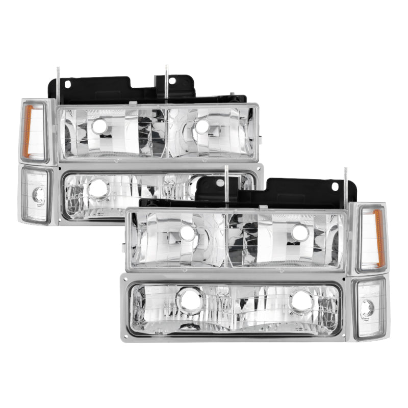 SPYDER 5069535 Xtune Chevy Suburban 94-98 Headlights w/ Corner & Parking Lights 8pcs Chrome HD-JH-CCK88-AM-C-SET