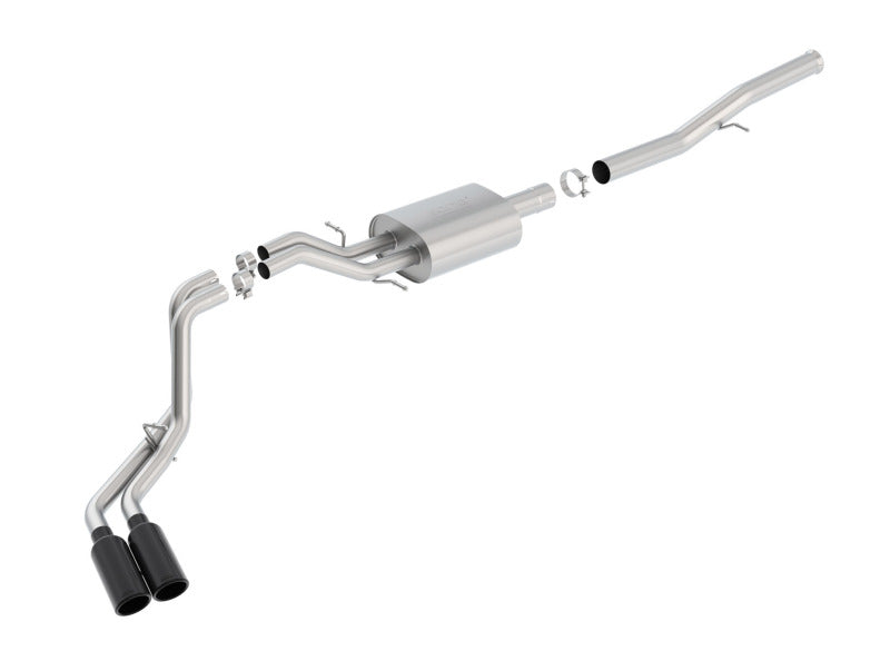 Borla 140576BC 14 Silv/Sierra 1500 EC Std/CC Short 143.5in WB S-Type Black Tip Dual Rolled Side Exit CB Exht