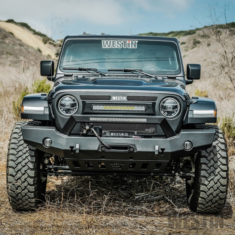 Westin 59-80125 18-20 Jeep Wrangler WJ2 Full Width Front Bumper w/LED Light Bar Mount Textured Black