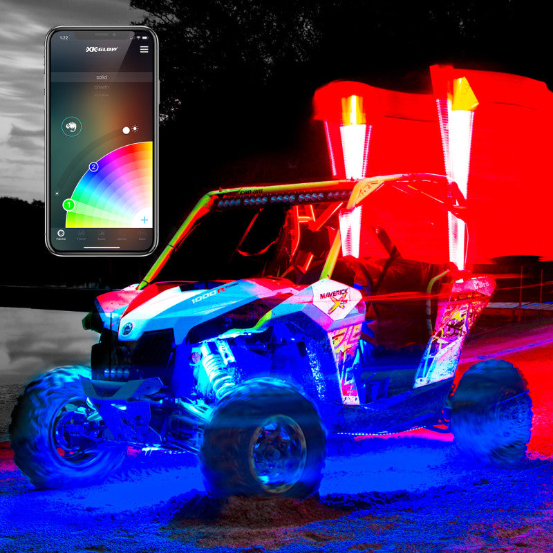 XKGLOW XK-WHIPB-STA XK Glow XKchrome Advanced App Control LED Whip Light Kit for 4x4 Offroad UTV ATV 1x 48In 2nd Gen