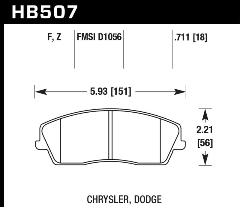 Hawk Performance HB507F.711 Hawk 09-10 Dodge Challenger SE/06-10 Charger SE/05-10 Chrysler 300 HPS Street Front Brake Pads