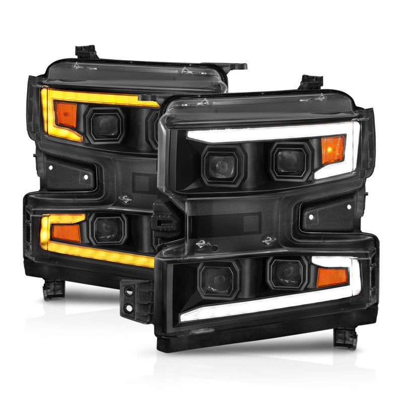 ANZO 111566-L 19-22 Chevrolet Silverado 1500 LED Proj HL w/Lgt Bar SwBk Seq. Blk w/In. Light - Driver Side ON
