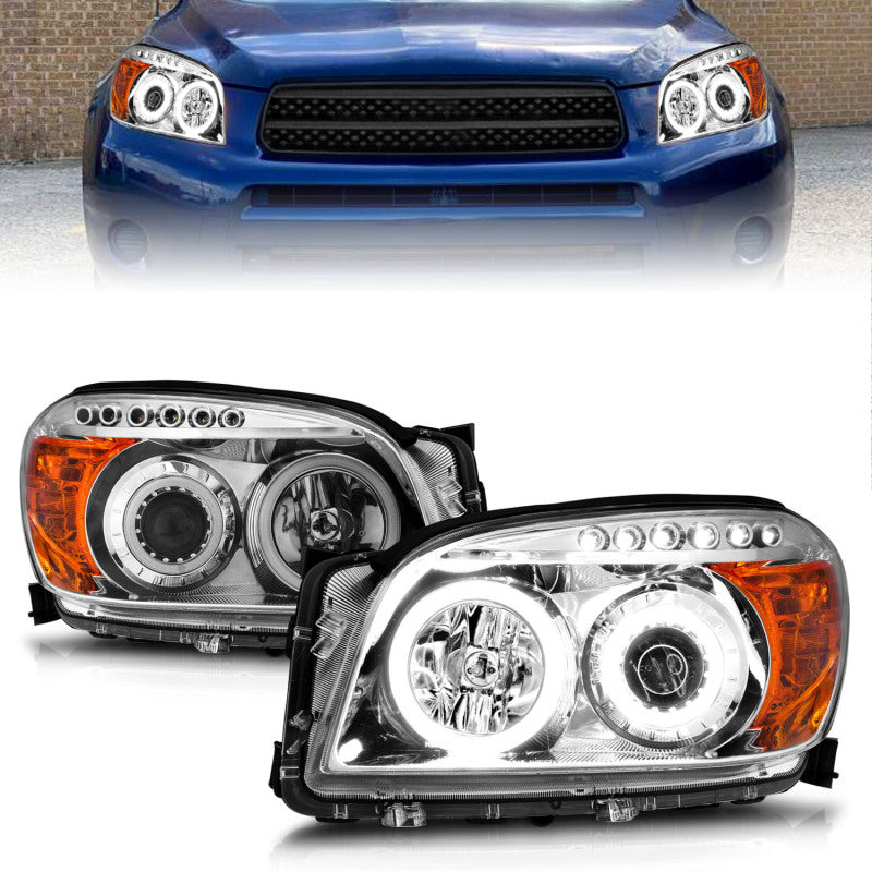 ANZO 111121 2006-2008 Toyota Rav4 Projector Headlights w/ Halo Chrome (CCFL)