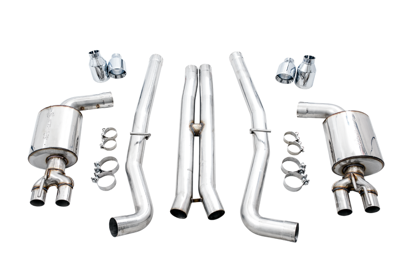 AWE Tuning 3020-42074 2015+ Dodge Challenger 6.4L/6.2L Non-Resonated Touring Edition Exhaust - Quad Silver Tips