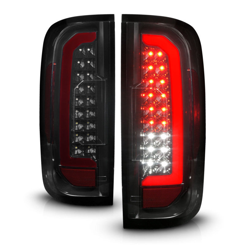ANZO 311435 15-21 GMC Canyon Full LED Tail Lights w/ Red Lightbar Black Housing Smoke Lens