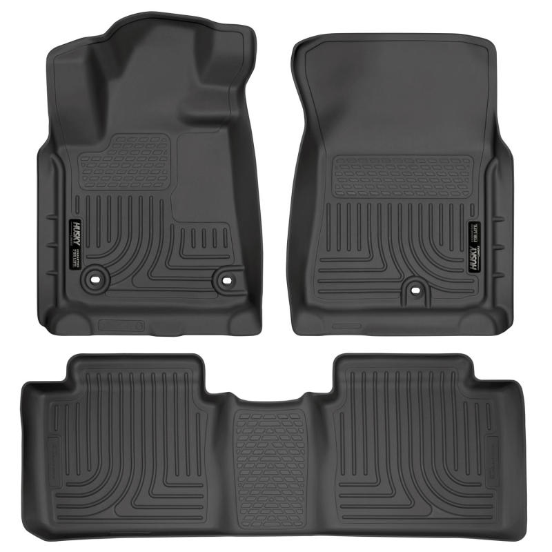 Husky Liners 99561 2014 Toyota Tundra Double Cab Pickup WeatherBeater Black Front & 2nd Seat Floor Liners