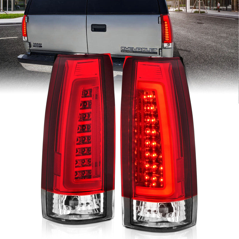 ANZO 311346 1999-2000 Cadillac Escalade LED Taillights Chrome Housing Red/Clear Lens Pair