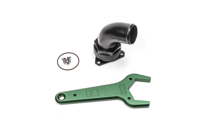 Radium Engineering 20-1047 FCST-X 3-Bolt Remote Mount Fill Neck - 24AN Elbow - 1.5in Barb