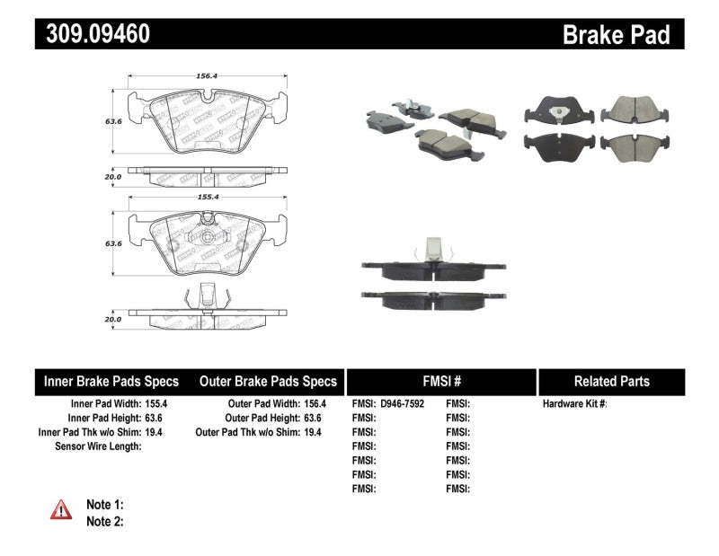 Stoptech 309.09460 StopTech Performance 04-09 BMW X3 (E38) / 06-09 Z4 3.0Si (E86) / 00-07 330 Series Front Brake Pads
