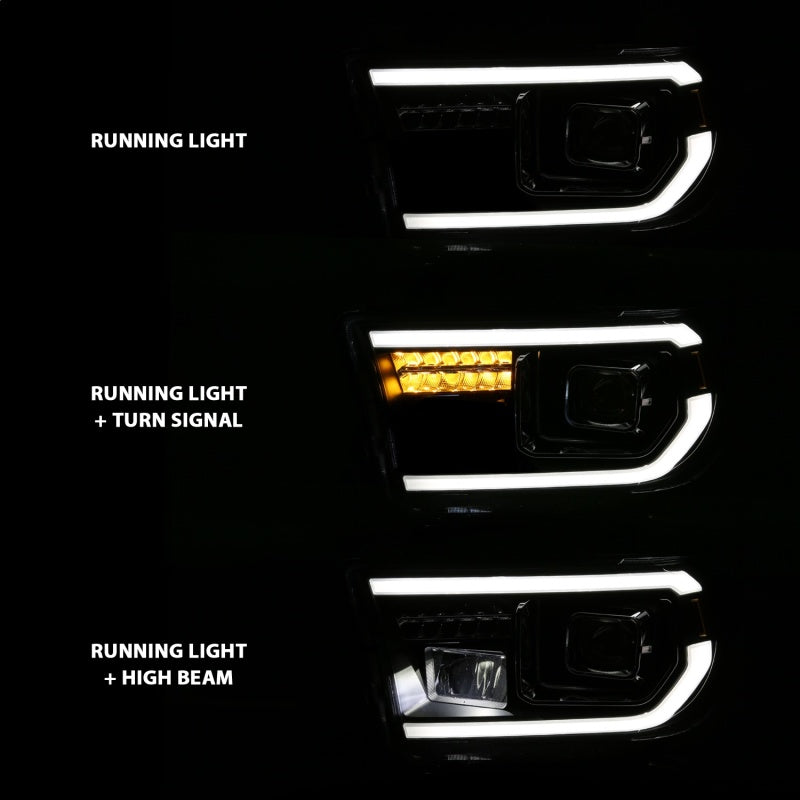 ANZO 111447 2007-2014 Toyota Tundra Projector Light Bar H.L Black Amber(Led High Beam) (Halogen Version)