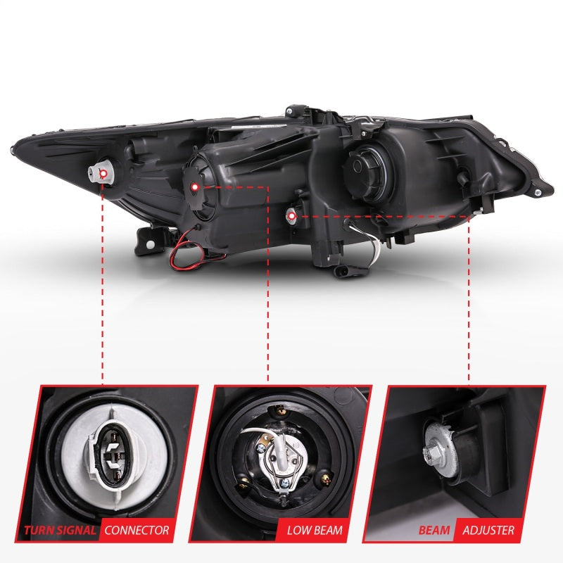 ANZO 121393 2009-2012 Acura TSX Projector Headlights w/ Halo Black (CCFL) (HID Compatible)