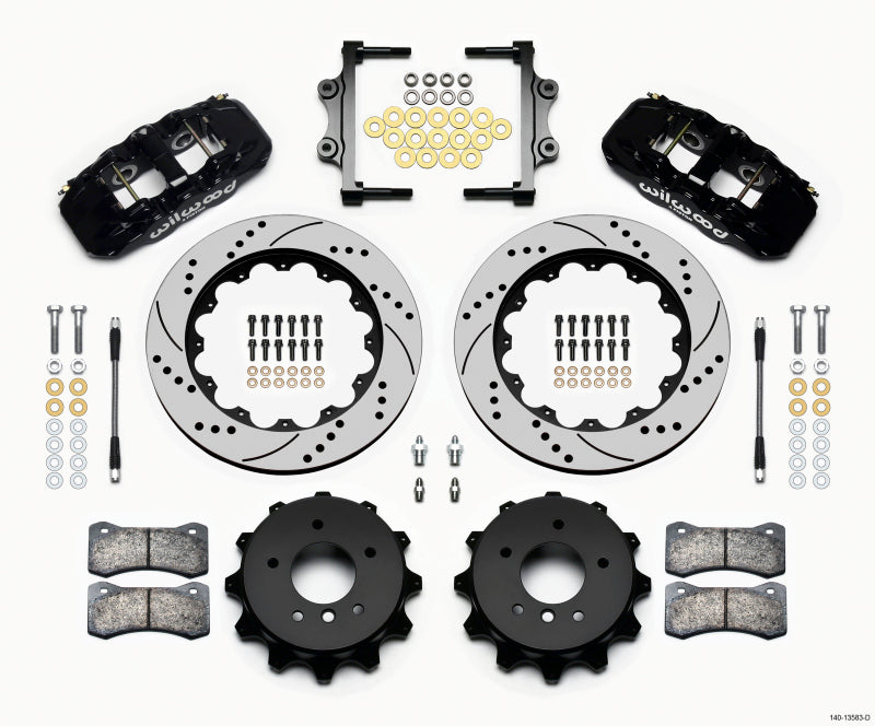 Wilwood 140-13583-D AERO4 Rear Kit 14.00 Drilled 2007-2011 BMW E90 Series w/Lines