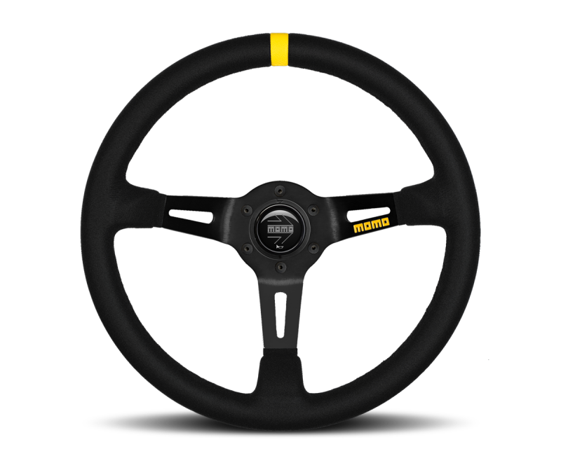 MOMO R1908/35S Momo MOD08 Steering Wheel 350 mm - Black Suede/Black Spokes/1 Stripe