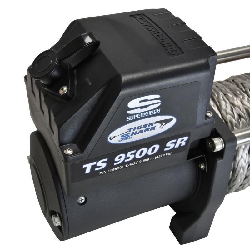 Superwinch 1595201 9500 LBS 12V DC 3/8in x 80ft Synthetic Rope Tiger Shark 9500 Winch