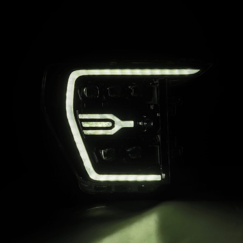 AlphaRex 880138 21-22 Ford F-150 NOVA LED Proj Headlights Plank Style Alpha Blk w/Activ Light/Seq Signal