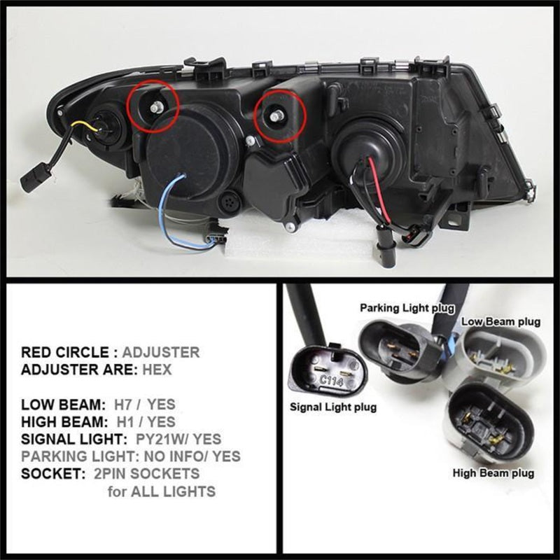SPYDER 5042415 Spyder BMW E46 3-Series 02-05 4DR Projector Headlights 1PC LED Halo Blk PRO-YD-BMWE4602-4D-AM-BK