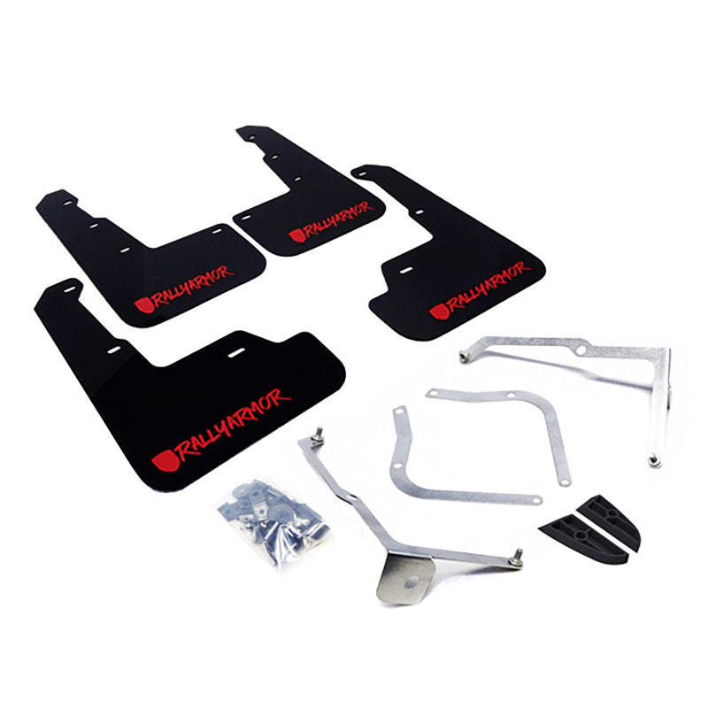 Rally Armor MF32-UR-BLK/RD-X 15-21 Subaru WRX/STI (Sedan ONLY) Black UR Mud Flap w/ Red Altered Font Logo